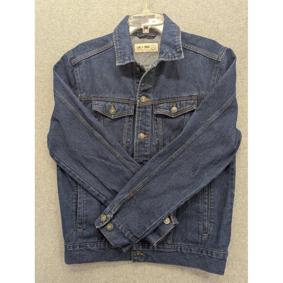 Line of Trade Denim Jacket Mens Medium Blue Trucker Button Front Pockets Jean - Picture 1 of 10